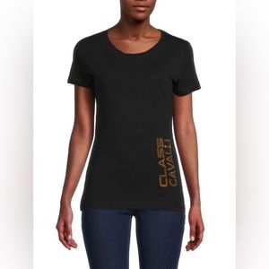 Cavalli class Logo Crewneck Tee size L New with tags colour black women